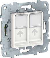 Розетка компьютерная без рамки Schneider Electric Unica New 2-м. RJ45+RJ45 5e белый картинка